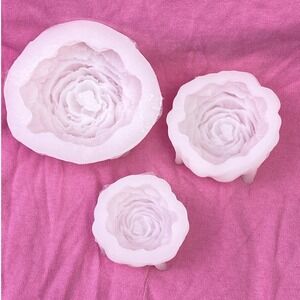 3 Pack Peony Flower Silicone Mold Set for Candle Making Soap Resin Crafts